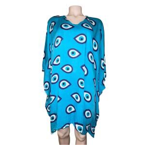 AquaBlue Evil Eye Kaftan Premium Collection By GVASILAKIS.GR Designed in Greece